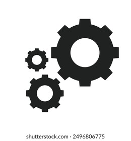 Zahnräder Symbol flacher Vektor. Symbol "Einstellungen" Fortschritt oder Baukonzept. Getrennte schwarze Zahnradgetriebe und Zahnräder. Zahnrad-Symbole UI-Vektor.