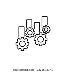 Gears icon isolated. Cog wheel with graph. flat icon sign symbol. Bar chart outline. for website and app design, illustration vector of business growth