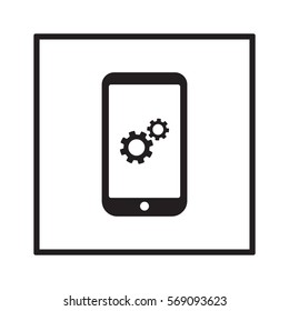 Gears  icon,  isolated. Flat  design.