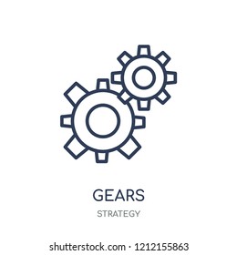 Gears icon. Gears linear symbol design from Strategy collection. Simple outline element vector illustration on white background.