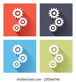 gears icon with long shadows