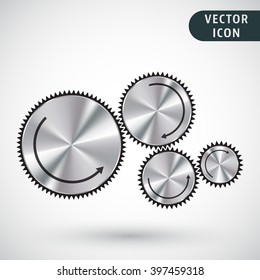 Gears icon. Metallic cogwheels. Vector illustration