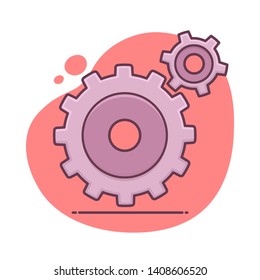 Gears icon mono line art vector illustration