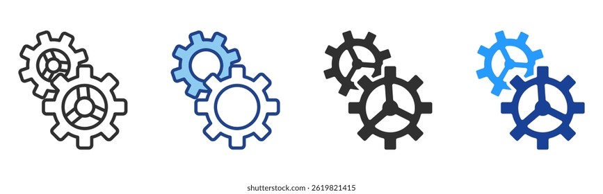 Gears Icon Multiple Style Vector Collection