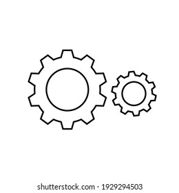 Gears icon outline vector. Settings icon.   Vector gear tool or button for web application or UI. 