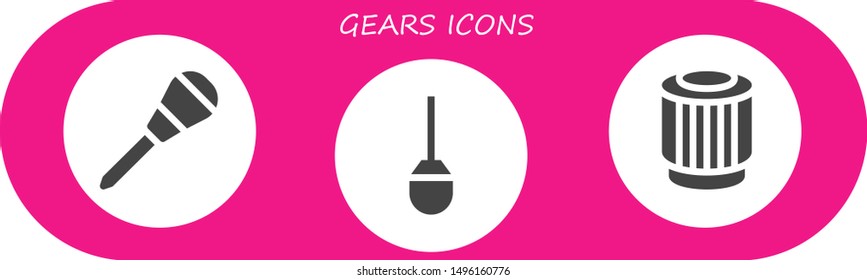 gears icon set. 3 filled gears icons.  Simple modern icons about  - Awl, Pulley