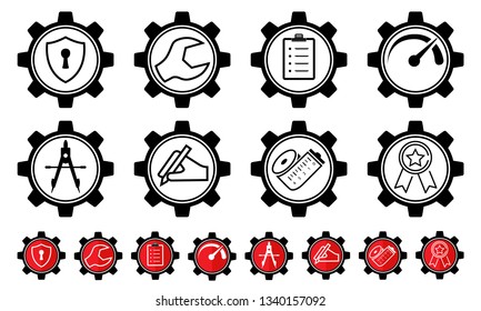 gears icon set eps 8