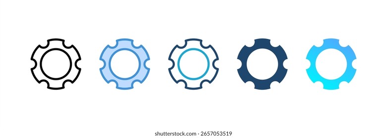 Ícone de engrenagens define coleção de vários estilos