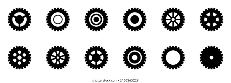 Conjunto de iconos de engranajes. Ajuste de engranajes icono. Colección de engranajes mecánicos. Colección sencilla de la rueda dentada. Iconos de engranajes. Ilustración vectorial con juego de señales de ruedas dentadas.