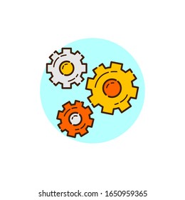icono de engranajes para el tema de inicio con estilo de diseño de línea