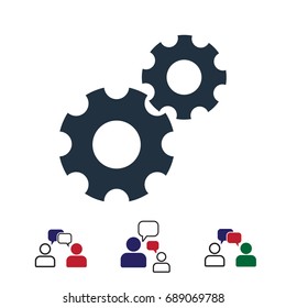gears icon, stock vector illustration flat design style