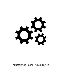 Símbolo de icono de engranajes vector sobre fondo blanco.