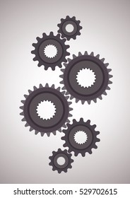 Gears icon vector gray and white 