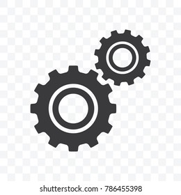 Gears icon vector illustration on transparent background.