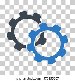Gears icon. Vector illustration style is flat iconic bicolor symbol, smooth blue colors, transparent background. Designed for web and software interfaces.