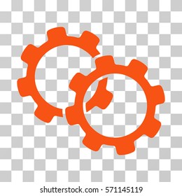 Gears icon. Vector illustration style is flat iconic symbol, orange color, transparent background. Designed for web and software interfaces.