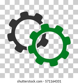Gears icon. Vector illustration style is flat iconic bicolor symbol, green and gray colors, transparent background. Designed for web and software interfaces.