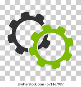 Gears icon. Vector illustration style is flat iconic bicolor symbol, eco green and gray colors, transparent background. Designed for web and software interfaces.