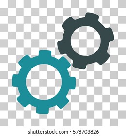 Gears icon. Vector illustration style is flat iconic bicolor symbol, soft blue colors, transparent background. Designed for web and software interfaces.