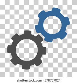 Gears icon. Vector illustration style is flat iconic bicolor symbol, cobalt and gray colors, transparent background. Designed for web and software interfaces.