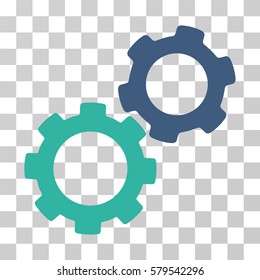 Gears icon. Vector illustration style is flat iconic bicolor symbol, cobalt and cyan colors, transparent background. Designed for web and software interfaces.