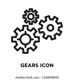 Gears icon vector isolated on white background, Gears transparent sign , line symbol or linear element design in outline style