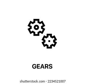 vector de icono de engranajes. Signo de estilo lineal para concepto móvil y diseño web. ilustración del símbolo de engranajes. Gráficos vectoriales de píxeles - Vector.
