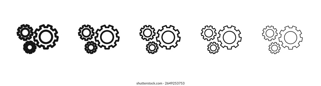 Gears icon vector outline set illustration sign