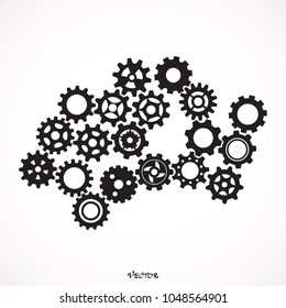 Gears icon. Vector pictograph style is a flat  symbol. 