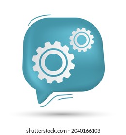 Gears icon vector in speech bubble - Modern design
