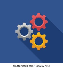 Gears Icon Wit Long Shadow Design