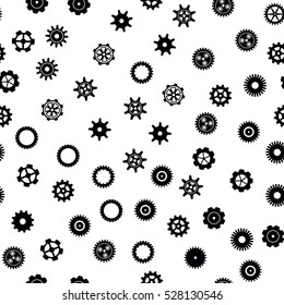 Gears icons seamless pattern, tiling ornament on white. Vector illustration