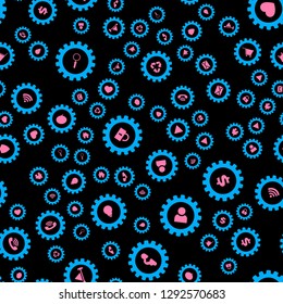Gears and Icons Seamless vector EPS 10 pattern