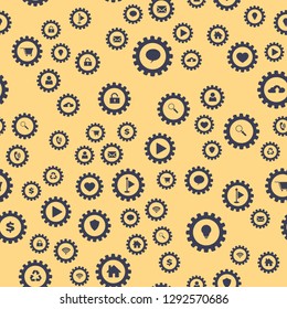 Gears and Icons Seamless vector EPS 10 pattern