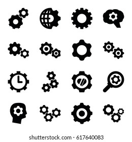 Gears icons set. set of 16 gears filled icons such as gear