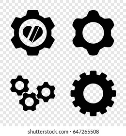 Gears icons set. set of 4 gears filled icons such as gear