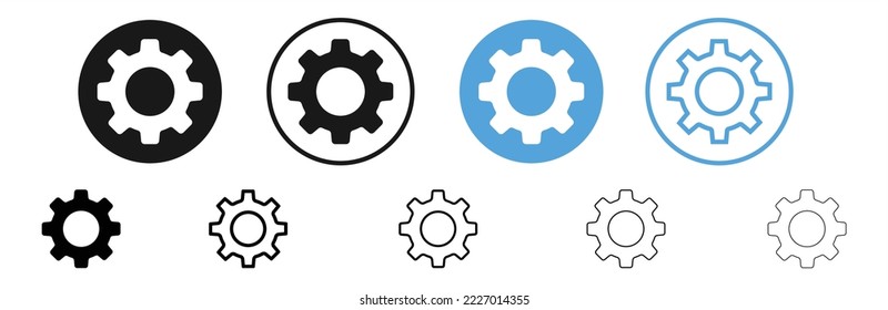 Gears icons set. Gears icons collection, cogwheel group. For app settings button, web settings button. Vector illustration.	