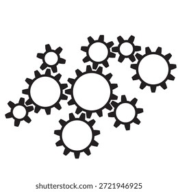 Ícones de engrenagens ajustados. Ícone de carregamento, desenvolvimento, processo, evolução, operação, desenvolver. Ilustração vetorial.