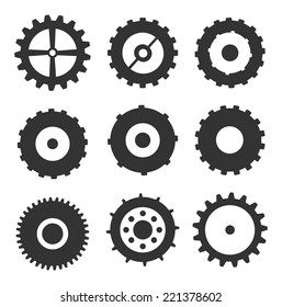 Gears Icons Set Vector Isolated On White