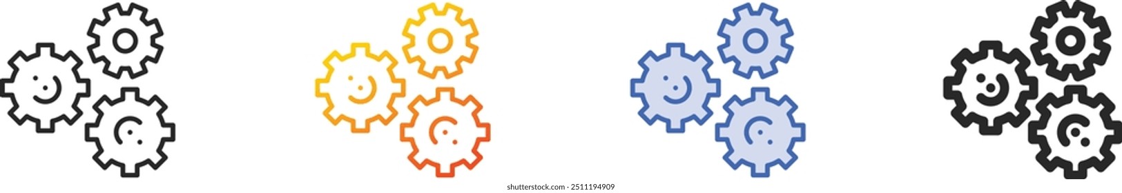 gears icon.Thin Linear, Gradient, Blue Stroke and bold Style Design Isolated On White Background