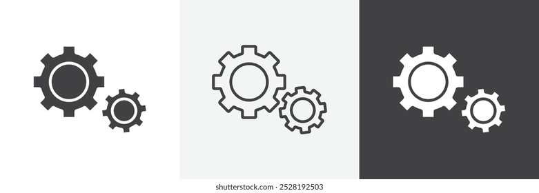 Icono de engranajes. Ilustración vectorial lineal plana moderna de moda sobre fondo blanco.