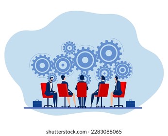 Gears idea management concept, Team business people meeting and manager optimizing cogwheels workflow system,Thinking process, the systematic exposition of the logical forms.Logician concept