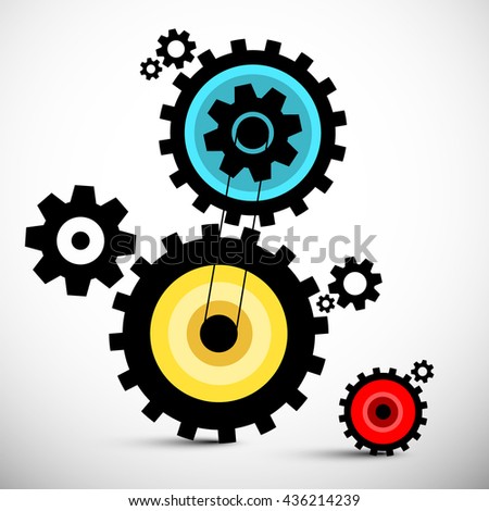 Gears Illustration. Colorful Vector Cogs.