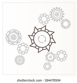 Gears illustration set modern poster on white background art