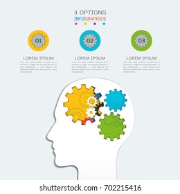Gears infographic template for business presentation, Strategic plan to define company values, Can be used for scheduling in project management to mark specific points along a project timeline.