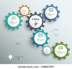 Gears Infographics Number Options Banner & Card. Vector illustration