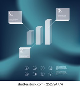 Gears infographics template. Line icons of project management, presentation. Blurred background, transparent areas. Industrial, engineering business. Menu options with space for your text.