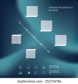 Gears infographics template. Line icons of project management, presentation. Blurred background, transparent areas. Industrial, engineering business. Menu options with space for your text.