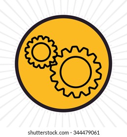 Gears inline icon graphic design, vector illustration