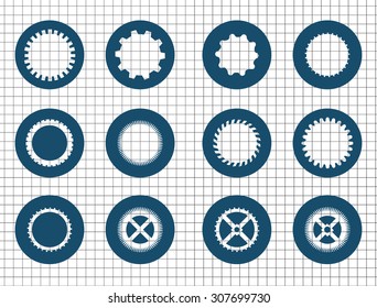 Gears inside the circle. Set for your design
